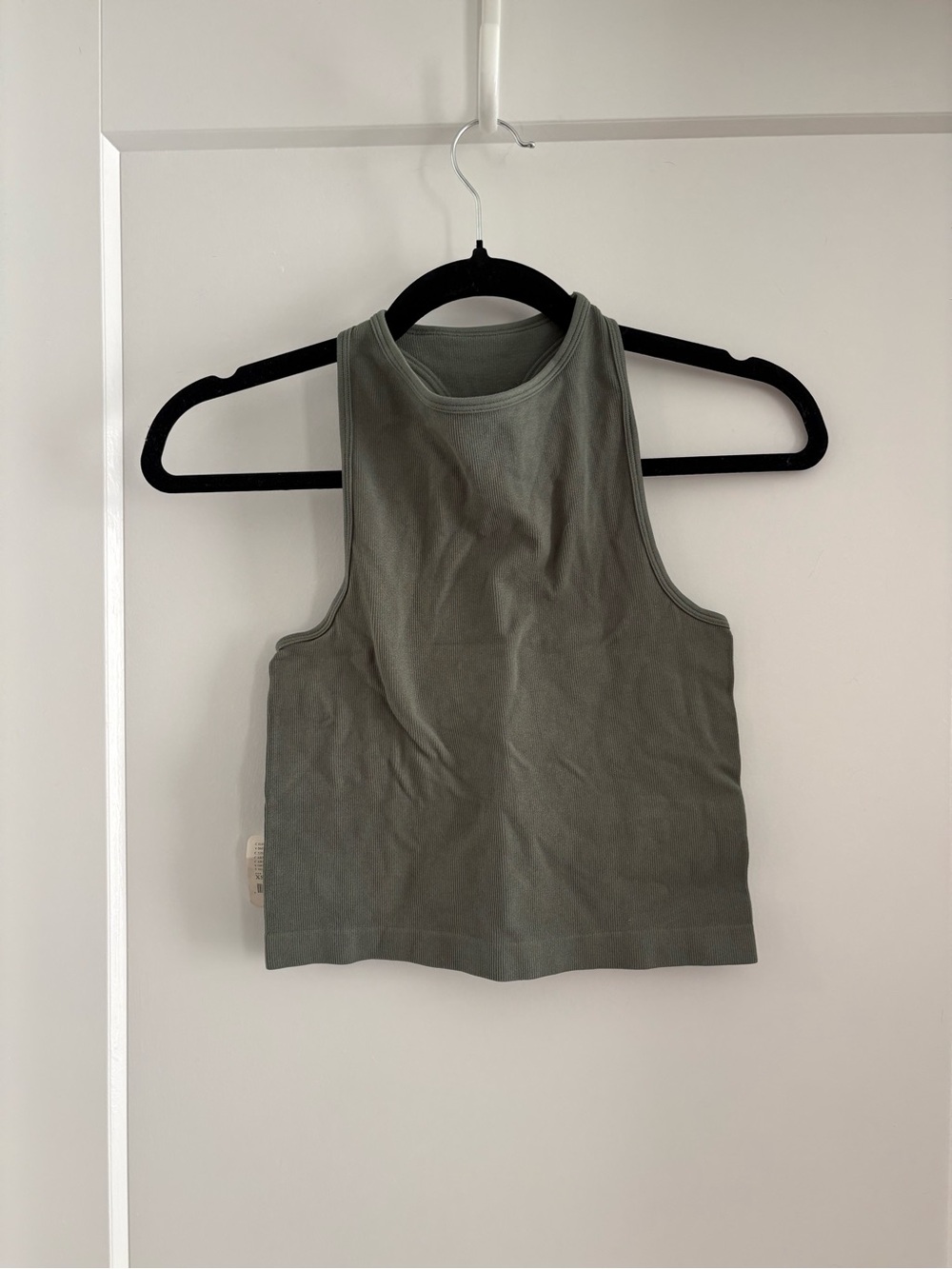 Free People Olive Green Ribbed Crop Tank